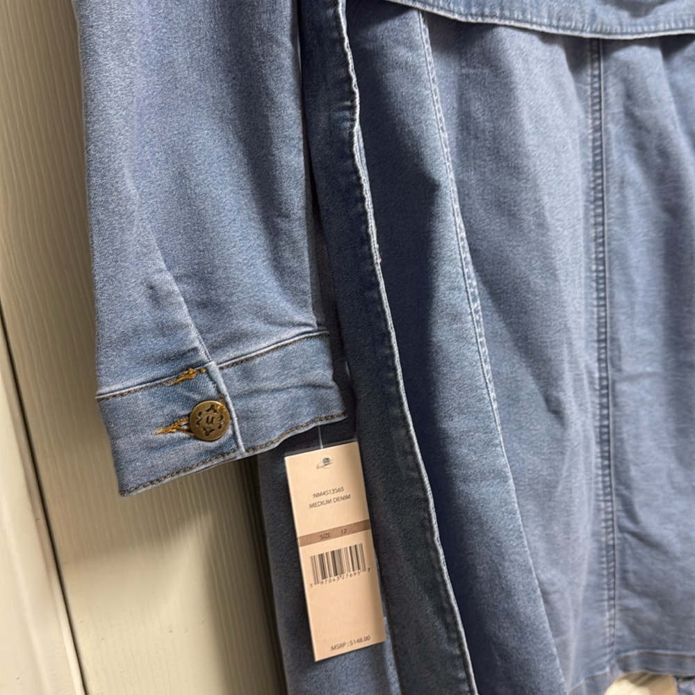 NWT Nanette Lepore Women's Belted Button Front Stretch Denim Shirt Mini Dress - Picture 13 of 16